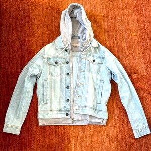 Sun + Stone Grey Hoodie/Blue Denim Jacket
